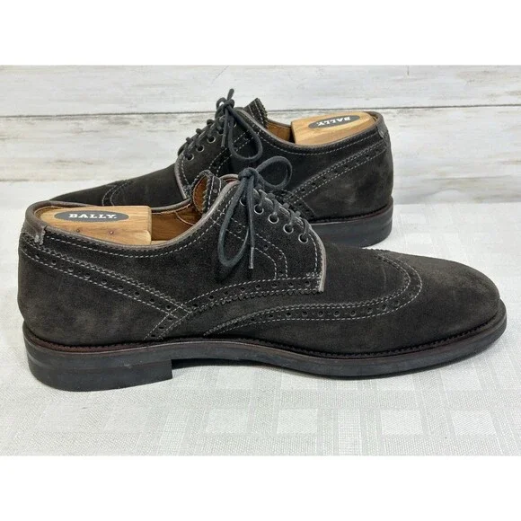 EXCELLENT! Aquatalia Italy Dark Brown Suede Leather Wingtip Shoes Men’s Size 10